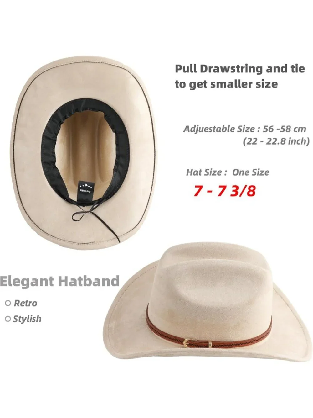 Men's Beige Faux Suede Wide Brim Western Cowgirl Cowboy Hat
